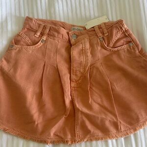 Pilcro Sunset Coral Denim Mini Skirt